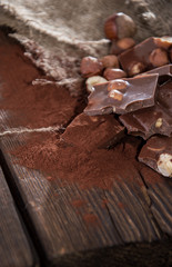 Hazelnut Chocolate on wood