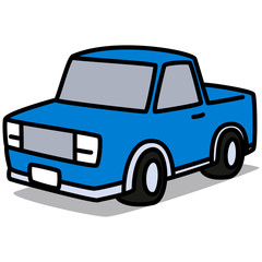 Cartoon Car 02 : Blue Pickup Truck