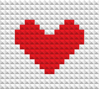 Abstract red heart of blocks