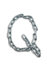 Letter q from metal chain