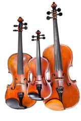 Obraz na płótnie Canvas trzy rozmiary skrzypiec