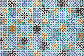 Azulejos Tiles in Mudejar Style Background - obrazy, fototapety, plakaty