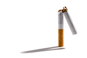 Filter cigarette broken in two