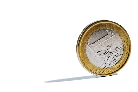 Single upright 1 Euro coin