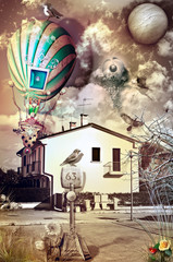 Suburban fantasy with fire balloon © Rosario Rizzo