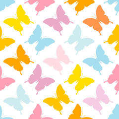 Seamless Pattern Butterflies Blue
