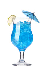 alcoholic cocktail  with umbrella and tube