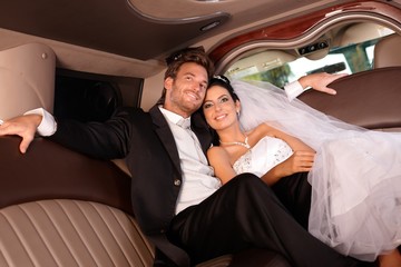 Beautiful happy couple on wedding-day
