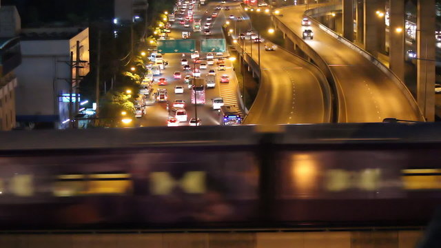 Busy of traffic in Bangkok city , Thailand