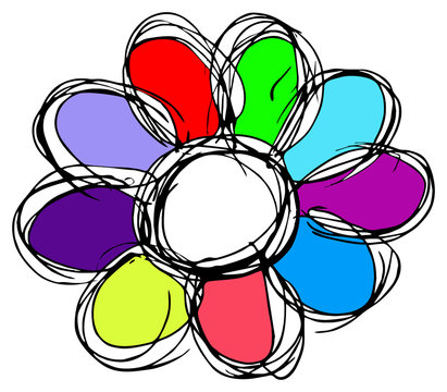 farbige Blume - Hanszeichnung