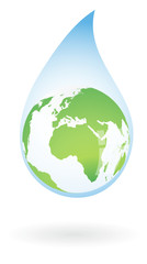 Wassertropfen mit Weltkugel