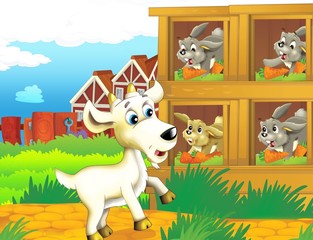 Het leven op de boerderij - illustratie voor de kinderen