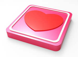 Love glossy  pink square button