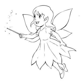 Outline illustration of a little fairy