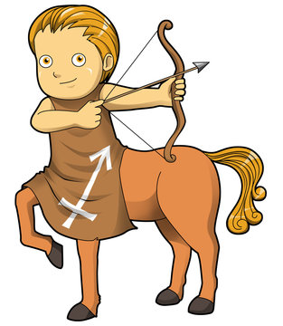 Cartoon style illustration of zodiac symbol, Sagittarius