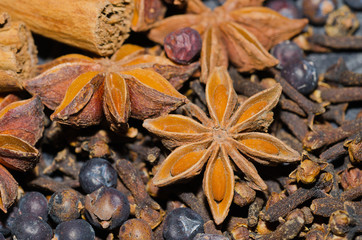Anice stellato con ginepro e garofano