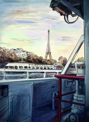 Foto op Canvas Straat in Parijs - illustratie © ZoomTeam