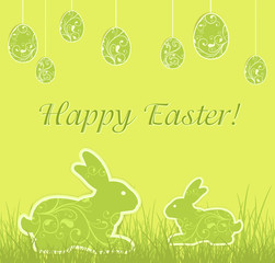 Patterned Easter bunnies and eggs