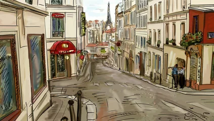 Cercles muraux Illustration Paris Rue de paris - illustration