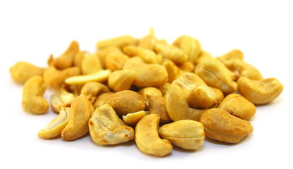 tasty cashew nuts on white