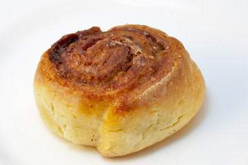 sweet cheese pancake on white background