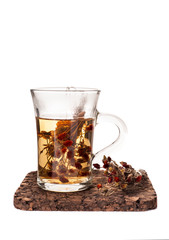 Healthy tea with dried strawberries