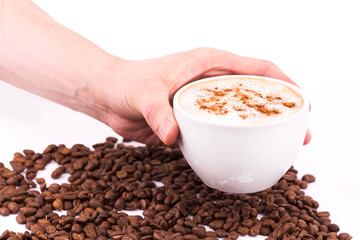 Hand holding a cup of coffee