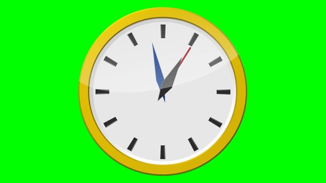 Horloge dor&eacute;e - 12 heures - fond vert