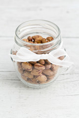 Beans on a wooden background