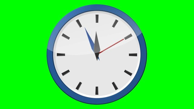 Horloge bleue - 5 minutes avant 12h - vert