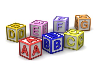 A B C D E F G Letters Cubes