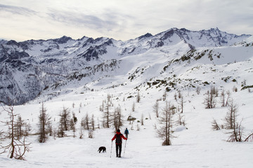 con le racchette da neve nel parco del monte avic