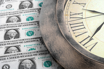 old clock and money
