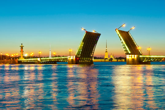 Neva river. Palace bridge. St.-Petersburg, Russia