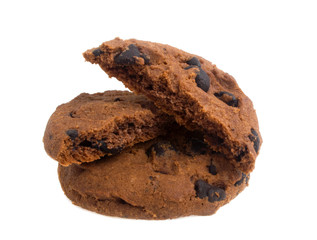 Chocolate chip cookies isolated on a white background