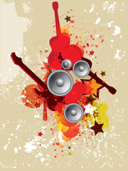 Fototapeta premium abstract grunge music background with guitar