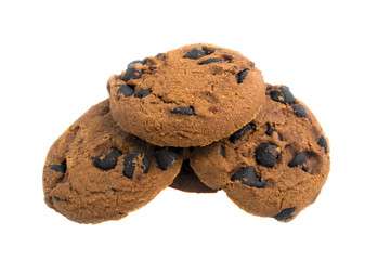 Chocolate chip cookies isolated on a white background