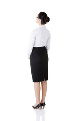 Rear view of young beautiful businesswoman