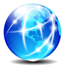 North and South America Global Communication Planet