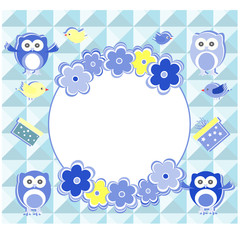 Naklejka premium owls, birds couple in love and gift boxes