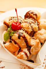 profiteroles with chocolate