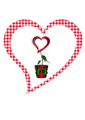 Kariertes Herz mit Topf