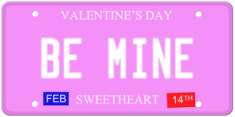 Be Mine Valentine's Day License Plate