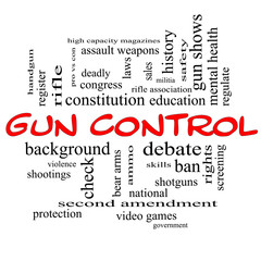 Gun Control Word Cloud Concept in Red Caps
