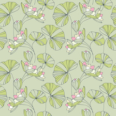 waterlily seamless flower tropical pattern