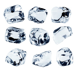 Ice cubes collection, isolated on white background