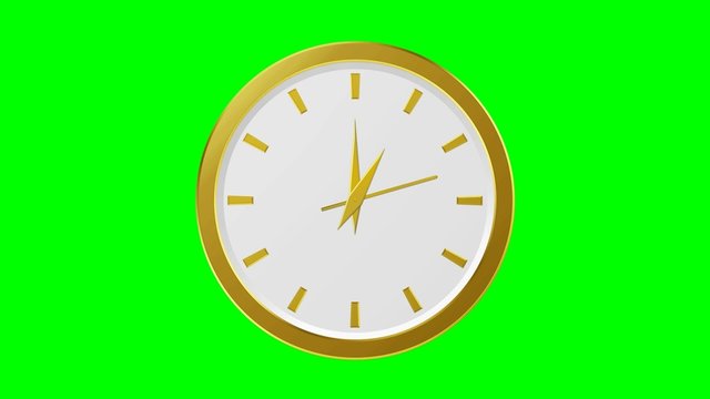 Horloge or - 12 heures - fond vert