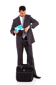 Smart Business Traveller Checking Flight Time