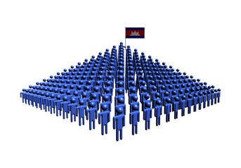 Pyramid of abstract people with Cambodian flag illustration
