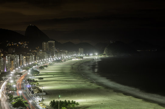 Copacabana Beach at night